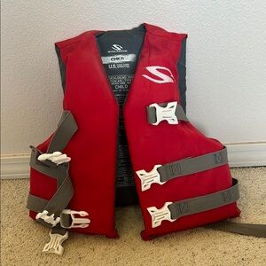 Stearns Child Red Life Vest with Gray Straps